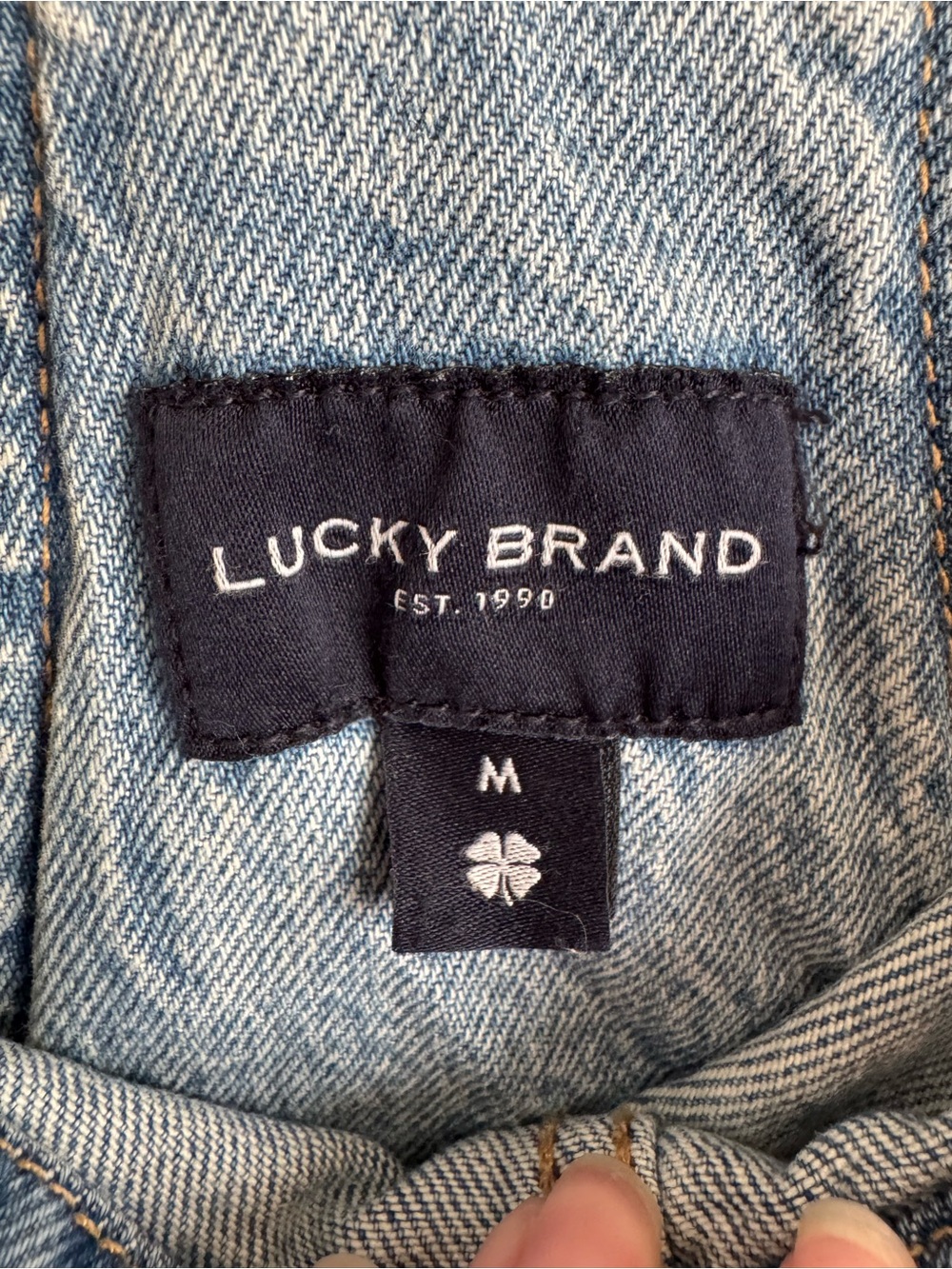Lucky Brand Light Blue Denim Short Overalls with Crochet Panels - Picture 6 of 8